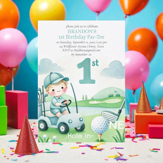 Convites Buraco em um primeiro aniversario de Golfe ParTee (Criador carregado)