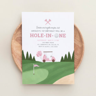 Convites Buraco em um primeiro aniversario de Golfe Rosa