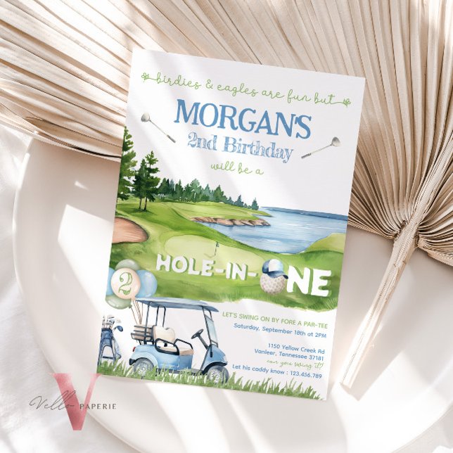 Convites BURACO EM UM, qualquer Idade, Mestre de Golfe, Con (Criador carregado)