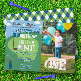 Convites Buraco Em Uma Foto De primeiro aniversario De Golf