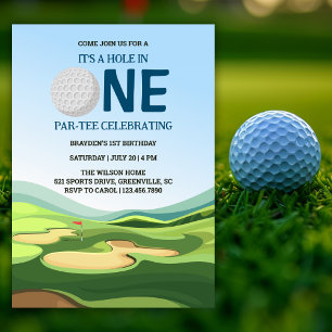 Convites Buraco Moderno em Um primeiro aniversario de Golfe