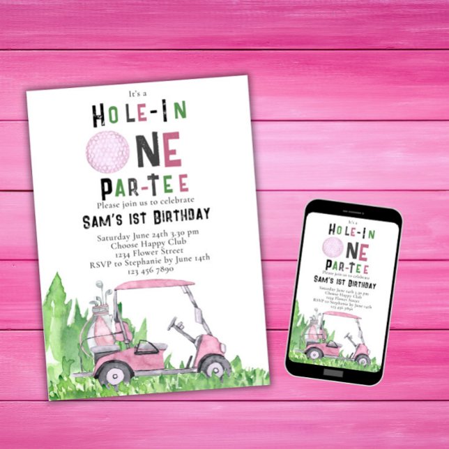 Convites Buraco Numa Primeira Festa De Aniversário De Golfe (Criador carregado)