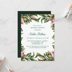 Convites Buraco rosa verde Elegante Brunch e Bubble