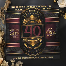 Convites Burgandy Dourado Preto do Aniversário Personalizad