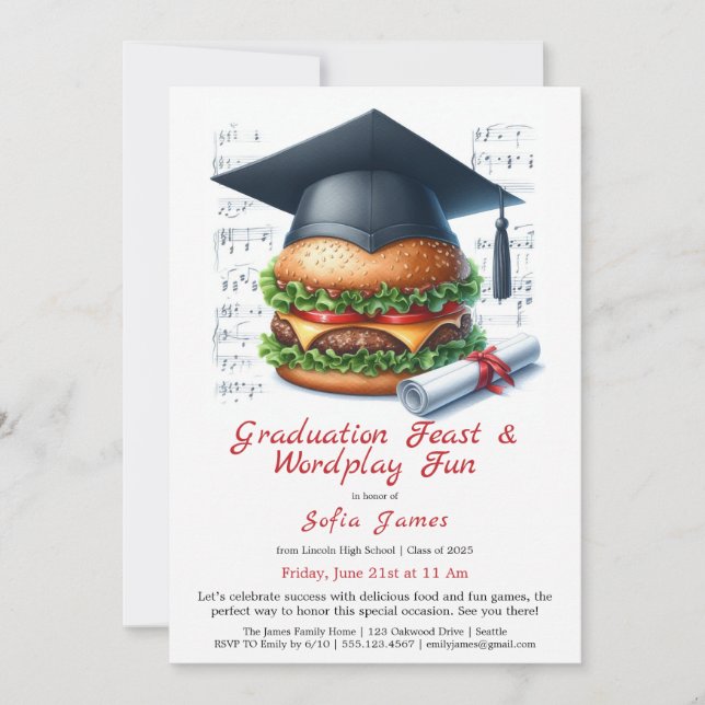 Convites Burger Bash Graduation Celebration Invitation (Frente)