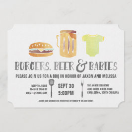 Convites Burgers, Beer e Bebês - Chá de fraldas Casal