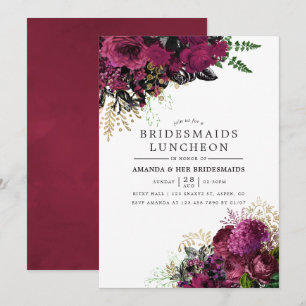 Convites Burgundy - Almoço de Damas de Honra Marsala e Dour