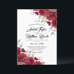 Convites Burgundy and Gold Floral Calligraphy Wedding<br><div class="desc">Modern stylish wedding invitation burgundy with gold dust on with a gold ink pour effect (the gold is a digital effect,  not real foil!) and modern calligraphy. Classy and elegant,  simple and modern invitation.</div>