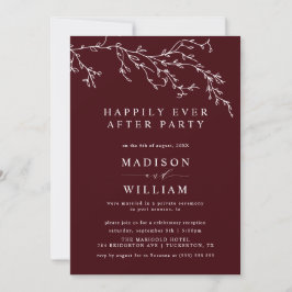 Convites Burgundy and Ivory Botanical Elegant Elopement