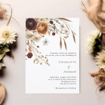 Burgundy beige pampas florais casamento