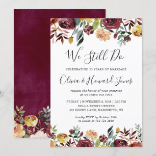 Convites Burgundy Bloom Floral Ainda Fazemos Vow Reneways