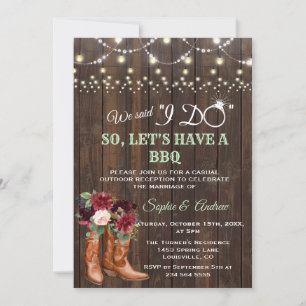 Convites Burgundy Blush Cowboy Rosa Boots depois que eu faç