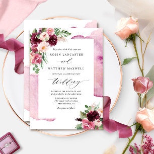 Convites Burgundy Blush e Berry Floral Casamento