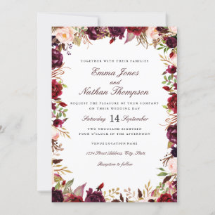 Convites Burgundy Blush Floral