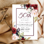 Convites Burgundy Blush Floral 50º Aniversário de Casamento<br><div class="desc">Burgundy Blush Floral 50º Aniversário de Casamento Ver coleção correspondente em Niche e nest store</div>