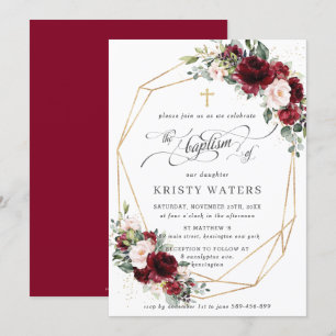 Convites Burgundy Blush Floral Greenerescência Floral Bapti