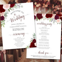 Burgundy Blush Floral - Programa de Casamento para