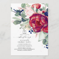 Burgundy Blush Marinho Blue Floral Christening