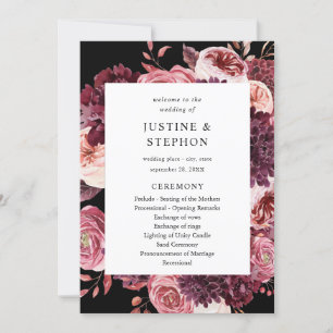 Convites Burgundy &Blush Pink 8B Cerimônia de Casamento Pro