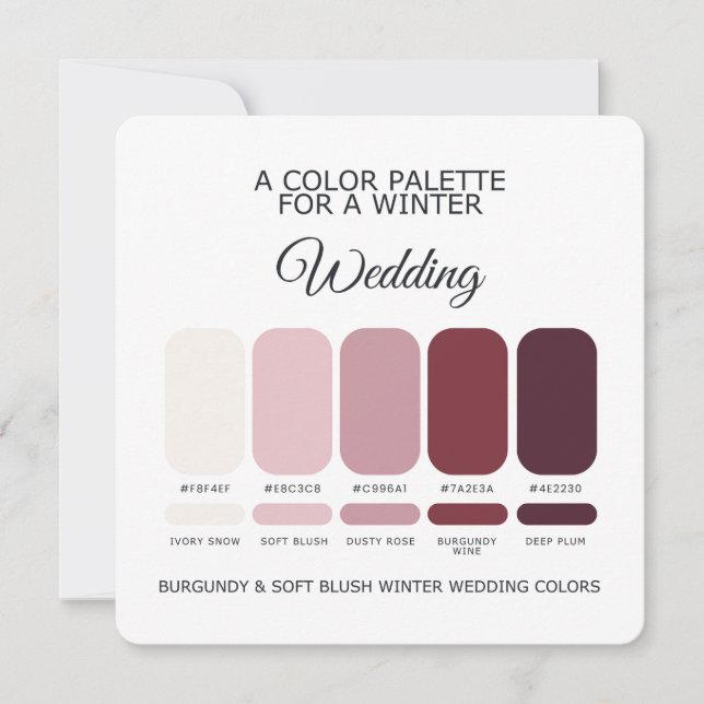 Convites Burgundy Blush Winter Wedding Palette 2026 Card (Frente)