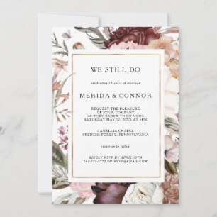 Convites Burgundy Boho Floral Ainda Fazemos Vow Renewart In