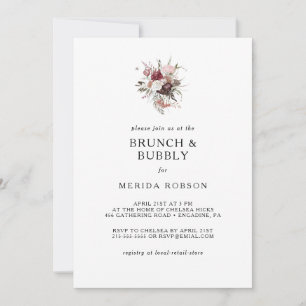 Convites Burgundy Boho Floral Brunch e Chá Bubble Invi