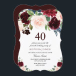 Convites Burgundy Boho Watercolor aniversário de 40 anos<br><div class="desc">Convite de festas Burgundy Boho Watercolor Blush aniversário de 40 anos Ver coleção correspondente em Niche e Nest Store Também temos muitas outras Chamadas e coleções.</div>