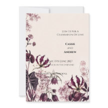 Burgundy Botanical Wildflower Wedding Invite