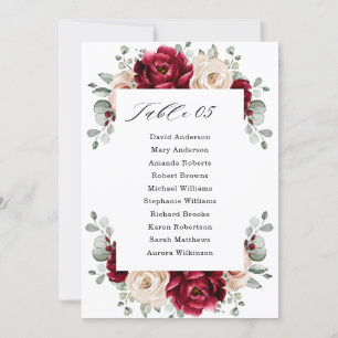 Convites Burgundy Champagne Ivory Mauve Rosa Seating Chart