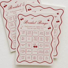 Convites Burgundy Cherry Bridal Shower Bingo Game Card