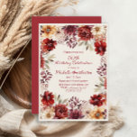 Convites Burgundy Cream Watercolor Floral 50º Aniversário<br><div class="desc">Marque um marco ouro com este elegante convite de 50 anos. As flores ricas,  inspiradas no outono,  em arrojado,  blush e ouro criam um design quente e sofisticado,  perfeito para celebrar meio século no estilo.</div>