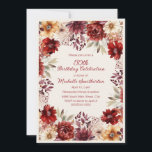 Convites Burgundy Cream Watercolor Floral 50º Aniversário<br><div class="desc">Marque um marco ouro com este elegante convite de 50 anos. As flores ricas,  inspiradas no outono,  em arrojado,  blush e ouro criam um design quente e sofisticado,  perfeito para celebrar meio século no estilo.</div>
