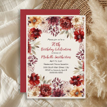 Burgundy Creme Floral de Aguarela para 70º Anivers