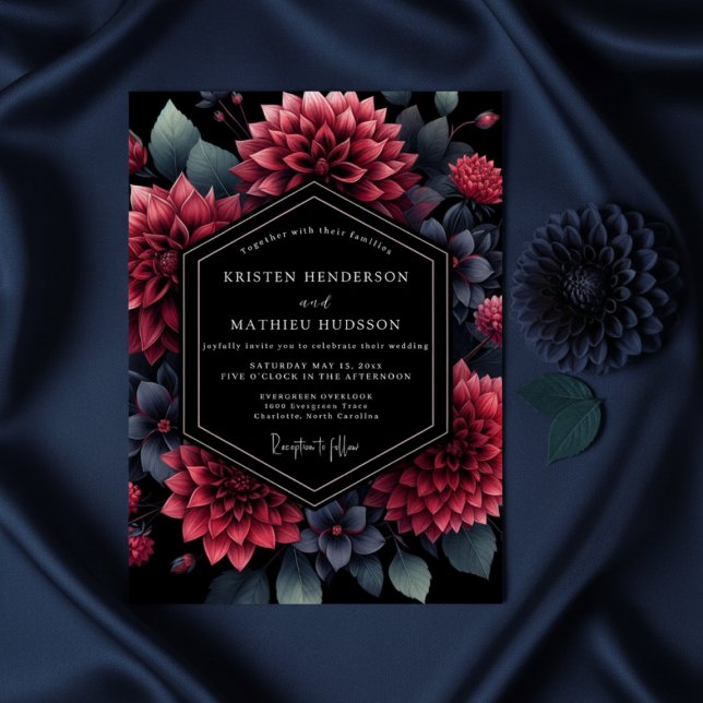 Convites Burgundy Dahlia Opulent Wedding (Criador carregado)