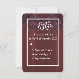 Convites Burgundy deixa placa RSVP de Casamento vintage Rus