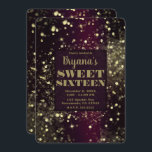 Convites Burgundy Dourada Luzes Espumantes Glam Doce 16 Fes<br><div class="desc">personalizar para o seu evento</div>