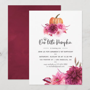 Convites Burgundy e Blush Outono Abóbora Aniversário