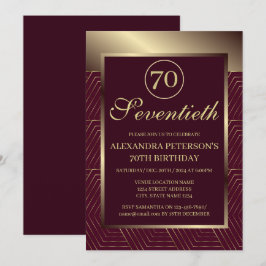 Convites Burgundy E Dourado Aniversário Da Fronteira