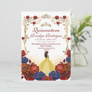 Convites Burgundy e Dourado Beleza Quinceanera & e melhor