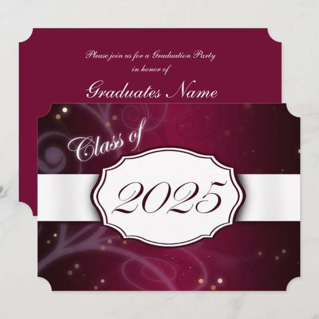 Convites Burgundy e Festa de formatura Branca 2025 (Frente/Verso)