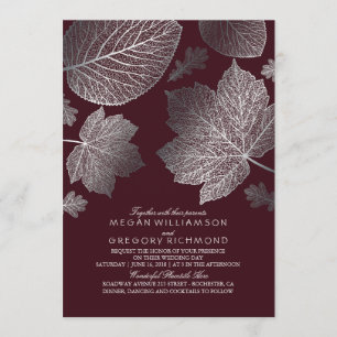 Convites Burgundy e Silver deixam Casamento outono de vinhe