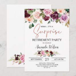 Convites Burgundy Elegant Script Surpresa Party 