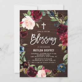 Convites Burgundy Fall Floral Wreath Blush