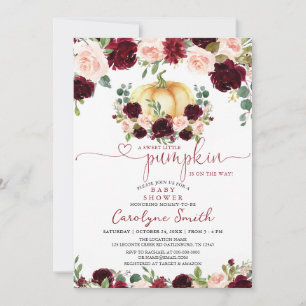 Convites Burgundy Fall Pumpkin Baby Shower Invitation