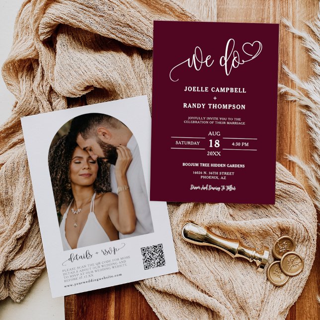 Convites Burgundy Fazemos Boho Casando Foto de Arco de Códi (Criador carregado)