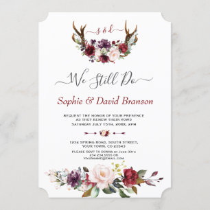 Convites Burgundy Floral Antlers Calliografia AINDA FAZEMOS