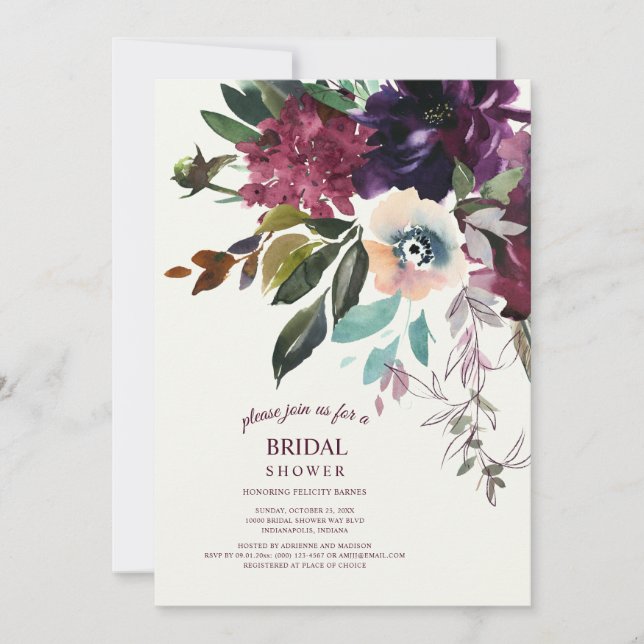 Convites Burgundy Floral Boho Splendor Ecru (Frente)