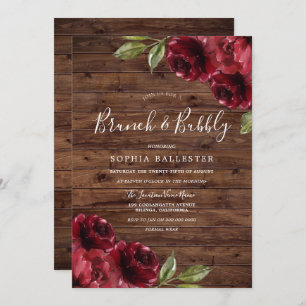 Convites Burgundy Floral Brunbble, Chá de panela Russo