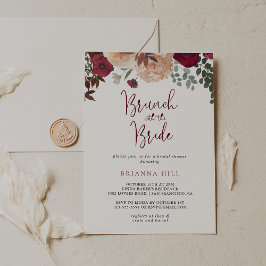 Convites Burgundy Floral Brunch com o Chá
