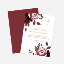 Burgundy Floral Cross Baptism